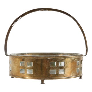 Art Deco Austrian Fruit Basket in Copper and Glass, 1920 For Sale
