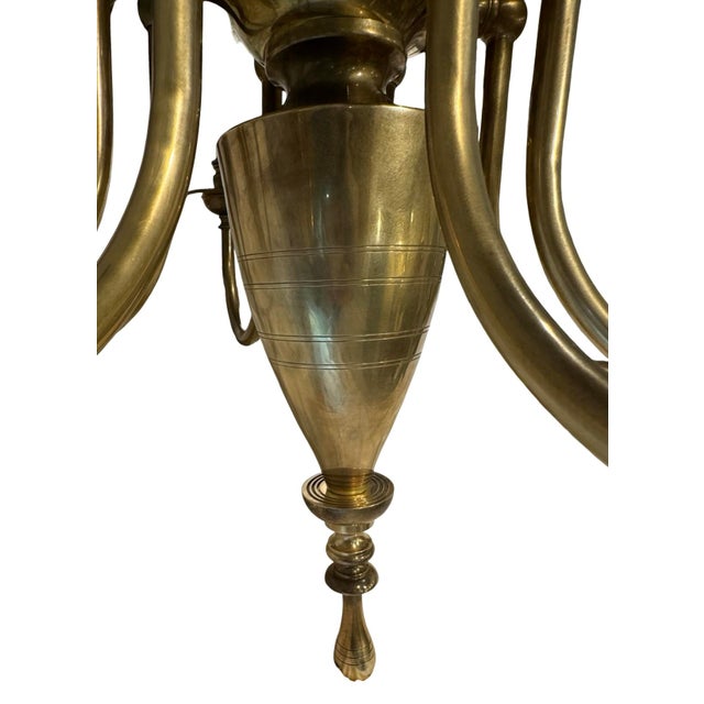Large Twelve-Light Solid Brass Chandelier For Sale - Image 4 of 12