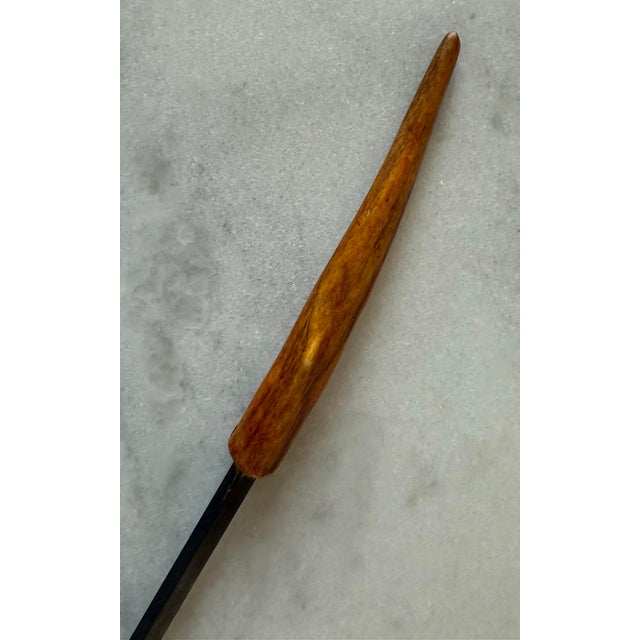 Mid 20th Century Hand Forged Iron Fire Poker With Horn Handle For Sale - Image 5 of 7