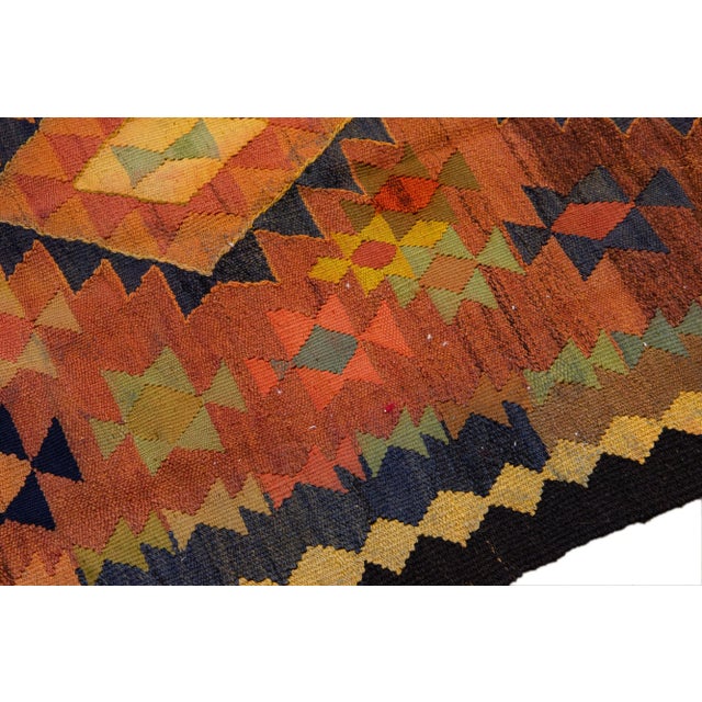 Vintage Kilim Handmade Flatweave Rust Tribal Wool Runner For Sale In New York - Image 6 of 10