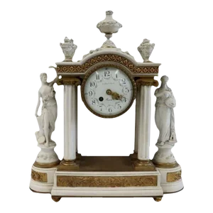 Sèvres Parian Attr, Louis Xv, French Mantle Clock, Parian, Bronze, 19th Century
