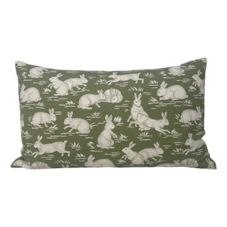 Cottontails Pillow Cover in Green, 14x20 Pillow For Sale