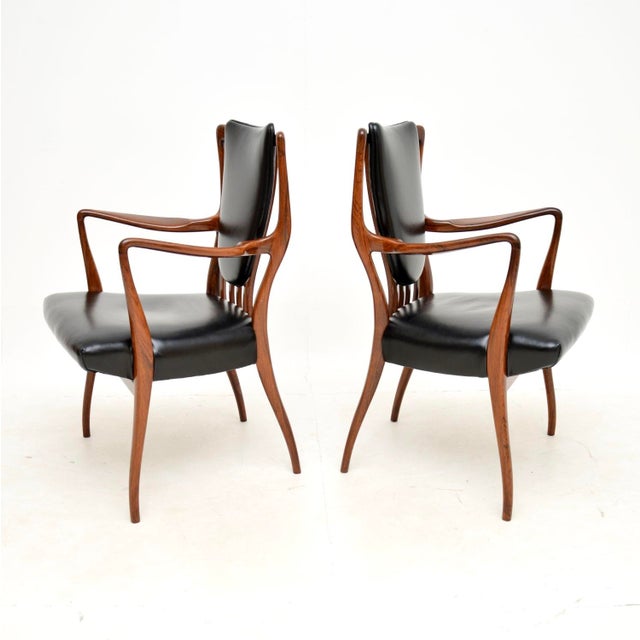 Mid-Century Modern Vintage Carver Armchairs attributed to Andrew Milne, 1950s, Set of 2 For Sale - Image 3 of 11