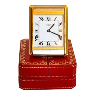 Cartier Tank Desk Clock Two-Tone Gold and Steel For Sale