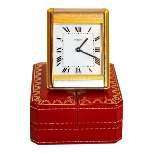 Cartier Tank Desk Clock Two-Tone Gold and Steel