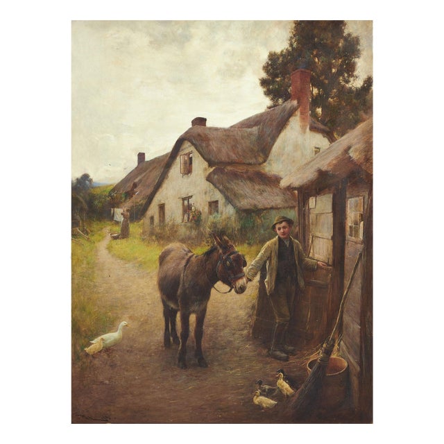 John White RI, Boy with Donkey, 1896, Painting, Framed For Sale