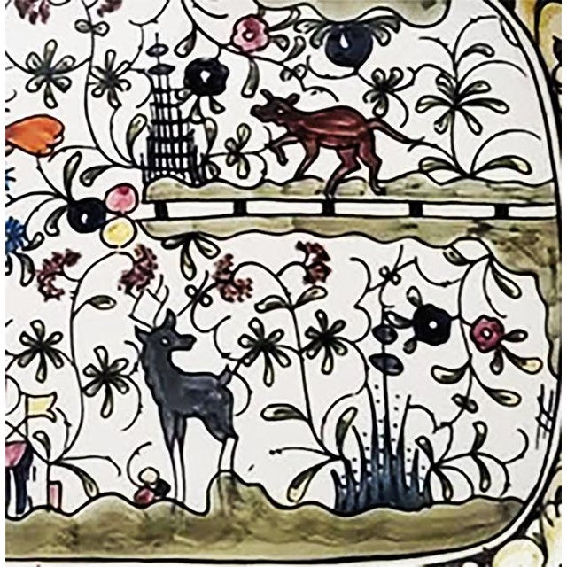 Mediterranean Williams-Sonoma Portuguese Nazari Hand-Painted Folkloric Earthenware Platter For Sale - Image 3 of 9