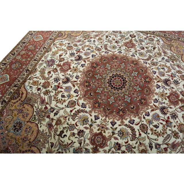 Hand-Knotted Tabriz Rug with Silk Content For Sale - Image 5 of 13