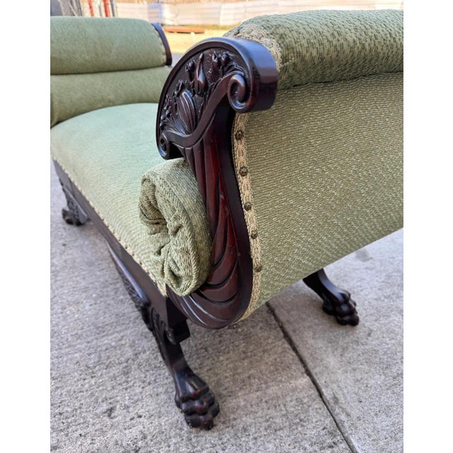Mid 19th Century Antique Green Regency-Style Recamier Settee For Sale - Image 5 of 12
