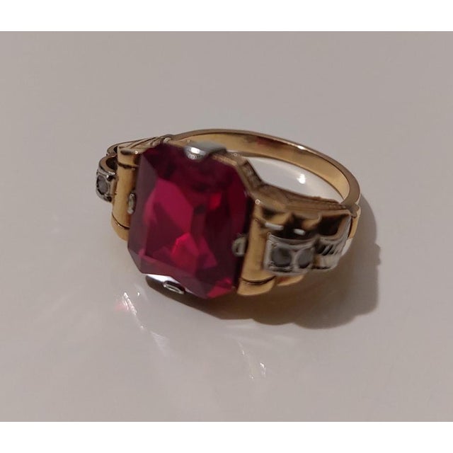 Amtique 18kt Gold Ring with Garnet and Precious Stones, 1890s For Sale - Image 11 of 18