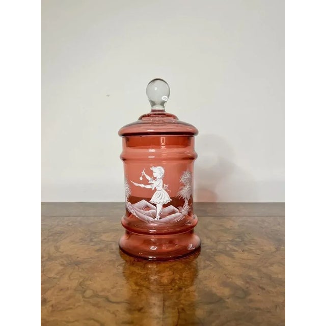 1900 - 1909 Antique Mary Gregory Jar and Cover, 1900s For Sale - Image 5 of 6