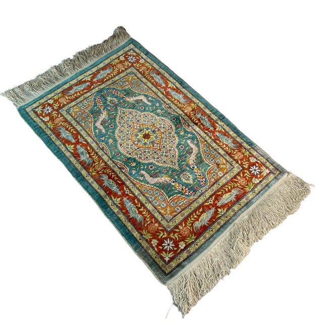 Vintage Turkish Hereke Silk Country Home Rug, 1960s For Sale - Image 9 of 16