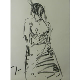 Contemporary Abstract Figurative Female Charcoal Drawing on Paper by Jose Trujillo For Sale