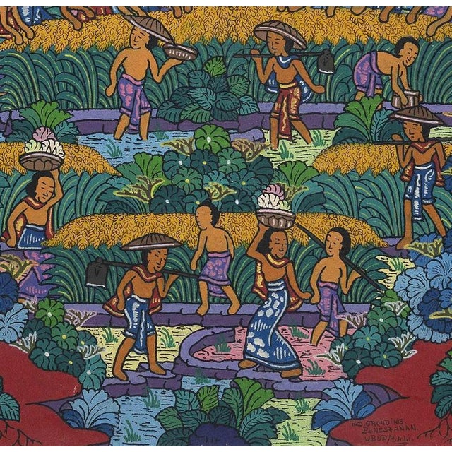 Modern Balinese Women, Mid-20th Century, Tempera on Paper, Framed For Sale - Image 3 of 4