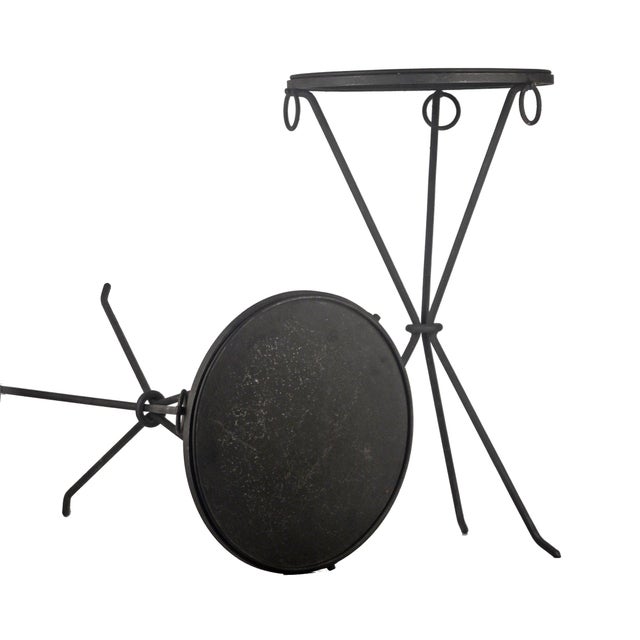 Pair of Mid-20th Unmarked Century Wrought Iron Guéridon Tables Designed by Jean Michel-Frank for the Company Comte s.A. For Sale - Image 10 of 11