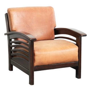 Art Deco Cognac Colored Cowhide Armchair For Sale