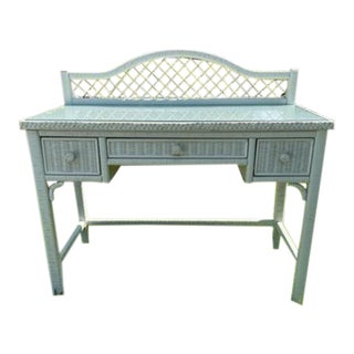 Vintage Henry Link Wicker Writing Desk Table For Sale