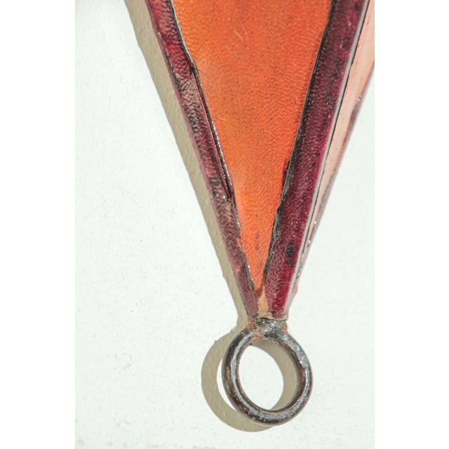 Orange Vintage Parchment Tribal Art Wall Sconce North African For Sale - Image 8 of 12