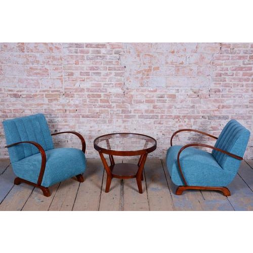 Art Deco Seating Set in Oak and Walnut, from Hala, 1940s, Set of 3 For Sale - Image 10 of 16