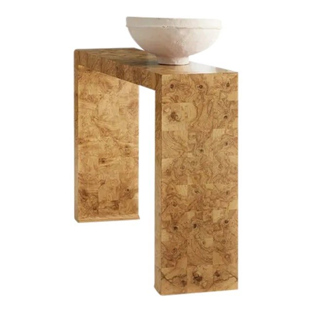 Modern History Small Slab Console Table - Olive Ash Burl For Sale