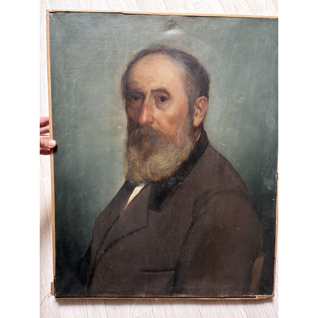 European School Artist, Portrait of a Bearded Man, 19th Century, Oil on Canvas For Sale - Image 4 of 4