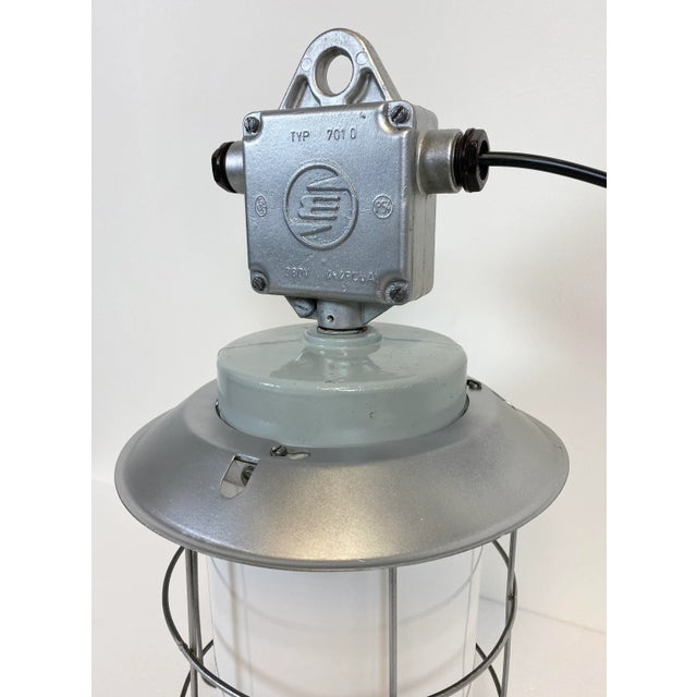 Vintage Industrial Aluminium Lamp with Milk Glass, 1970s For Sale - Image 9 of 12