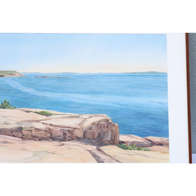 1986 Hannah Ferenbach Rocky Coastal Seascape Watercolor Painting One-of-a-Kind For Sale - Image 10 of 18
