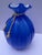 Glass Large Vintage Hand-Blown 8" Blue Glass Opaline Money Bag Vase For Sale - Image 7 of 12