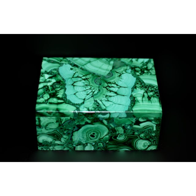 Malachite Box Natural Gemstone Butterfly For Sale - Image 14 of 16