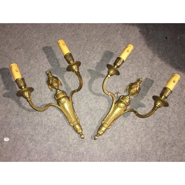 Brass Henry II Torchère Sconces - a Pair For Sale In Las Vegas - Image 6 of 6