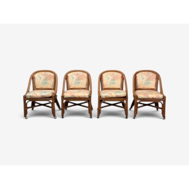 Henry Link, Dining Table and Four Chairs, Bamboo, Fabric, Philippines, 1980s For Sale - Image 4 of 13