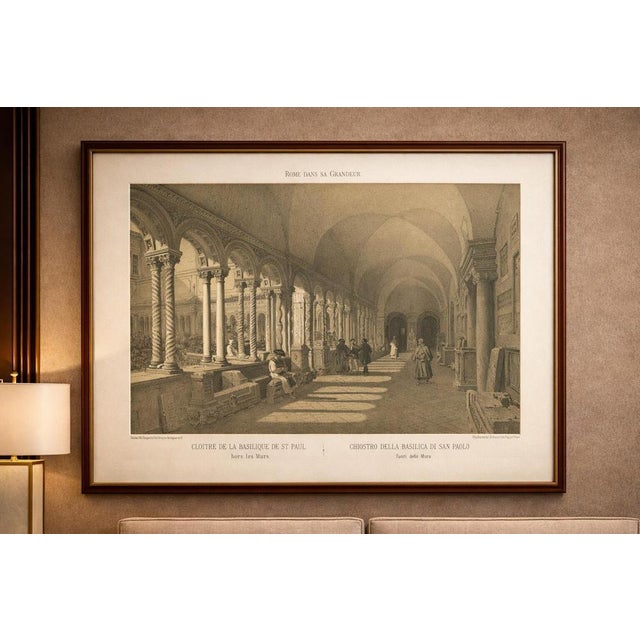 Cloister of San Paolo fuori le Mura, Rome, Antique Architectural Print 1869 : This elegant interior view depicts the...