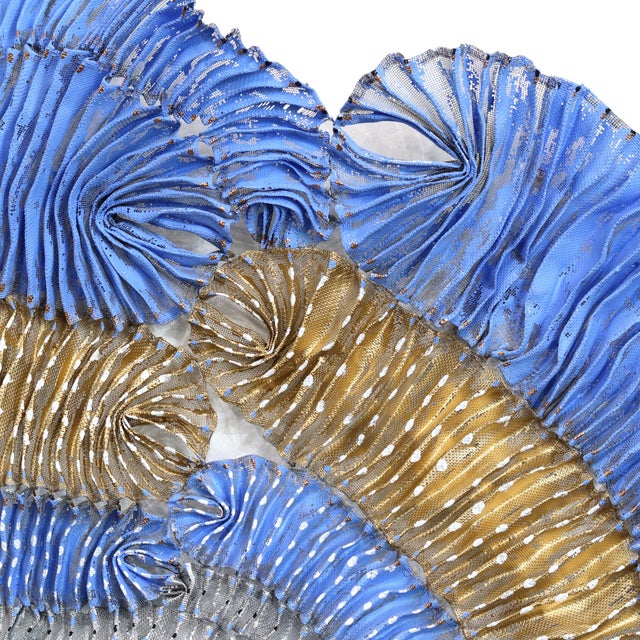 Metal Sujoon Periwinkle Gold Ring - Original Large-Scale Oversized Abstract Aluminum Mesh Wall Sculpture by Atticus Adams For Sale - Image 7 of 9