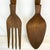 1970s 1970s Vintage Boho Chic Coastal Tiki Island Style Hand-Carved Wooden Fork & Spoon Sculptural Wall Objects - A Pair For Sale - Image 5 of 9
