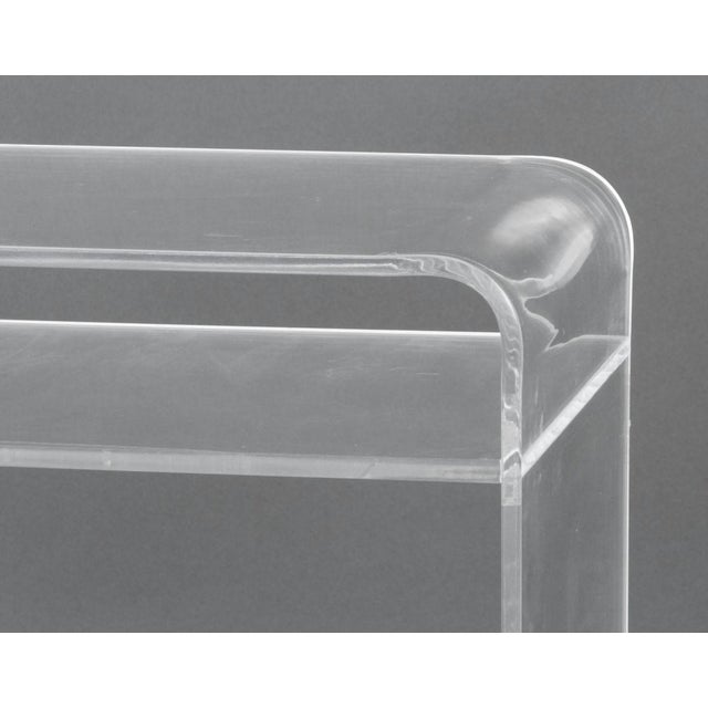 Modern Clear Acrylic "Waterfall" Rolling Bar Cart For Sale - Image 4 of 8