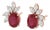 18k Gold Ruby 3.41ct Diamond 0.59ct Stud Earrings, India, New, Pair For Sale