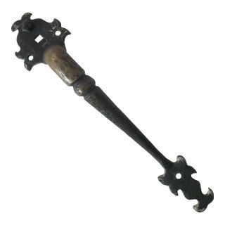 Antique Rustic Cast Iron Door Handle With Ornate Design For Sale