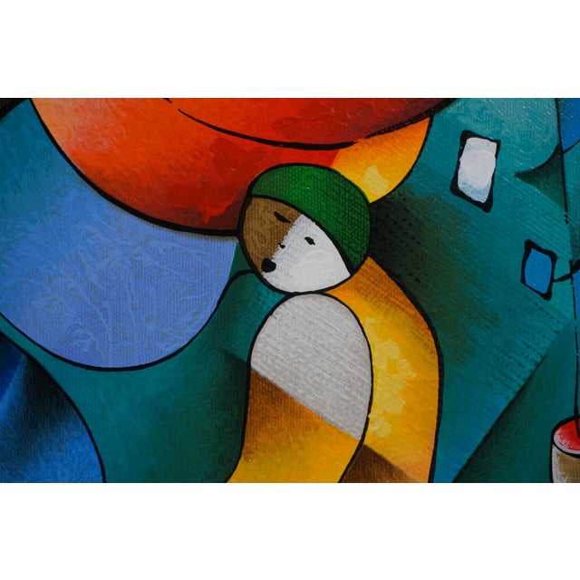 David Schluss Our Serenade Abstract Musician Serigraph on Canvas For Sale - Image 11 of 12