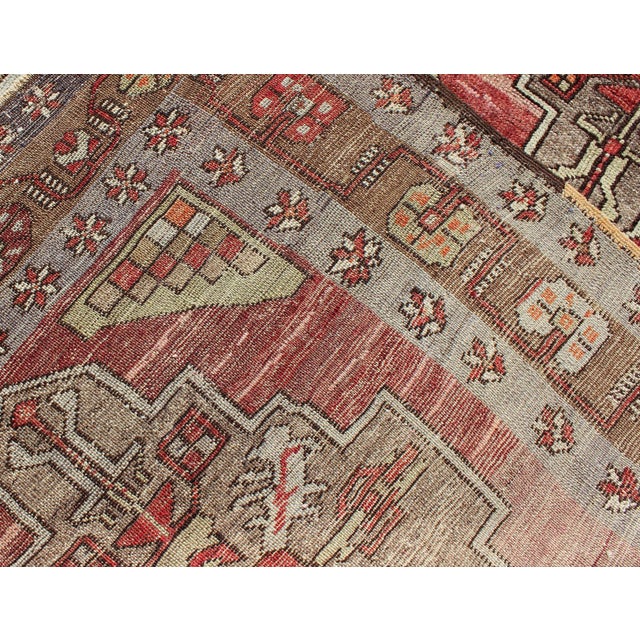 Vintage Turkish Oushak Long Runner With Rose and Pink 4'2" X 14'0" For Sale - Image 9 of 9