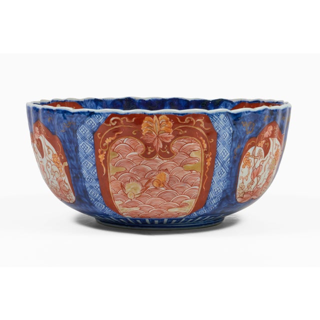 Antique Large Japanese Imari Porcelain Punch Bowl For Sale - Image 4 of 10