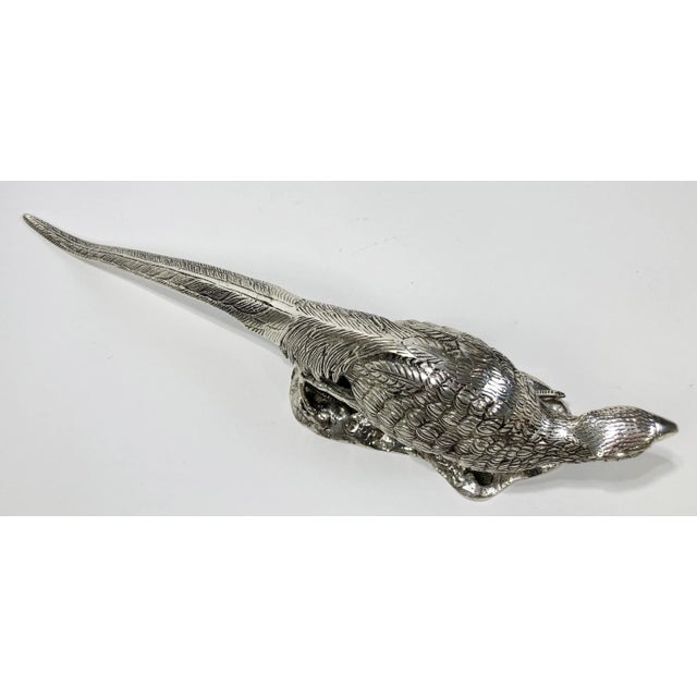 Antique Victorian Silver Plate Pheasant Sculptures, a Pair For Sale - Image 11 of 12