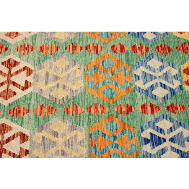 Green Modern Flatweave Kilim Rug For Sale - Image 8 of 11