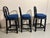 1970s Vintage Rattan Counter Stools Trio Blue Seats Fan Back For Sale - Image 11 of 12