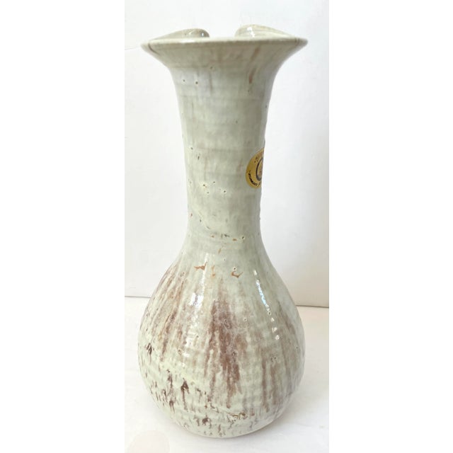 H & R Pottery Vintage Brown and White Ceramic Pitcher or Vase For Sale - Image 4 of 7