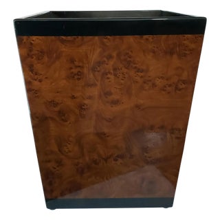 Late 20th Century Mid-Century Modern 14” Burl Wood & Lacquer Vessel - Wastebasket or Jardiniere For Sale