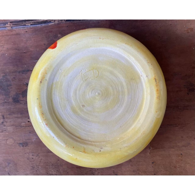 Vintage Drip Glaze Orange Flame Pattern Ceramic Bowl For Sale - Image 4 of 7