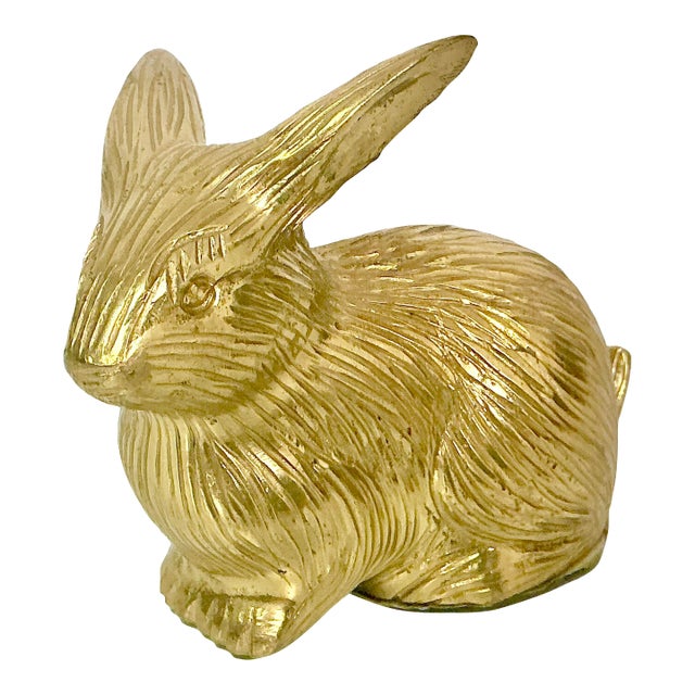 Mid-Century Hollywood Regency Boho Chic Brass Bunny Figurine. For Sale