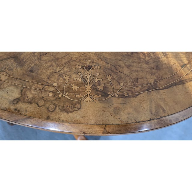 Victorian Burr Walnut Inlaid Centre Table, 1880s For Sale - Image 10 of 12