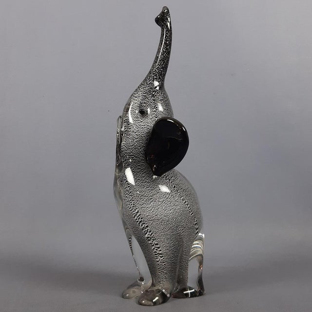 Murano Glass Elephant Sculpture with Silver Leaf by Fabio Tosi, 1970s For Sale - Image 4 of 14