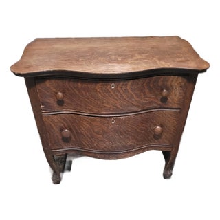 Antique Tiger Oak 2-Drawer Bedside Dresser For Sale